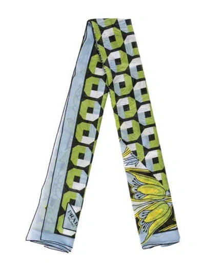 Pre-owned Prada Floral Print Scarf In Green