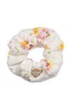 Prada Floral-print Satin Scrunchie In White