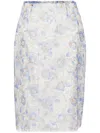 Prada Peony Print Nylonette Skirt Clothing In Blue