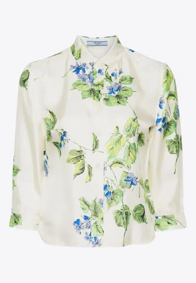 PRADA FLORAL PRINT SILK SHIRT