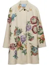 Prada Floral-print Single-breasted Coat In Neutrals