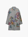 Prada Women's Grey Single-breasted Coat In Gold/silver