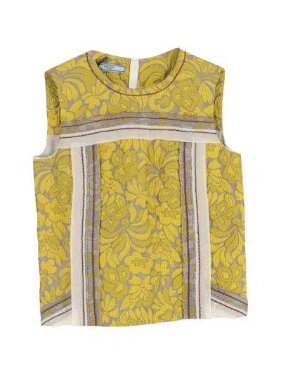 Pre-owned Prada Floral-print Sleeveless Top In Yellow
