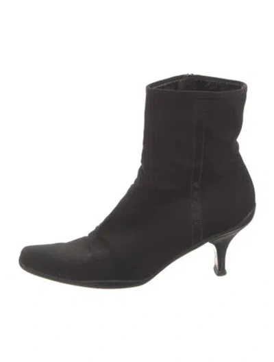 Pre-owned Prada Floral Print Sock Boots In Black