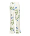 Prada Floral Print Twill Pants In White
