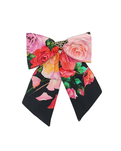 Pre-owned Prada Floral Ribbon Barrette Hair Clip In Multicolour