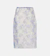 Prada Peony Print Nylonette Skirt Clothing In Blue