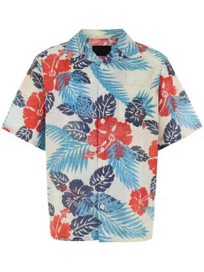 Prada Floral Shirt In Neutrals
