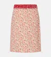 Prada Floral Silk-blend Pencil Skirt In Pink