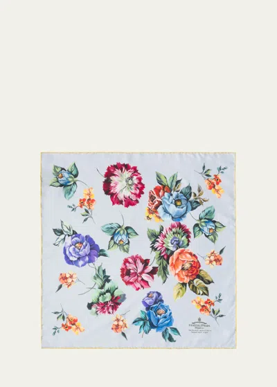 Prada Floral Silk Scarf In F0276 Acciaio