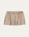 Prada Floral Silk Twill Shorts In Cammello