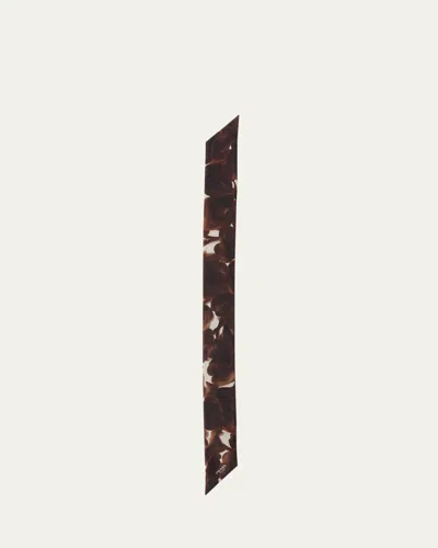 Prada Floral Silk Twill Skinny Scarf In Brown