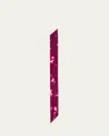 Prada Floral Silk Twill Skinny Scarf In F0bxh Ciclamino Bianco