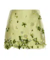 Prada Embroidered Silk And Wool Miniskirt In Green