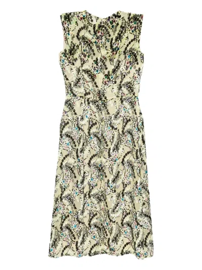 Pre-owned Prada Floral Textured Velvet Dress