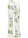 Prada Floral Print Twill Pants In Talco