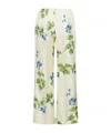 Prada Floral Print Twill Pants In White