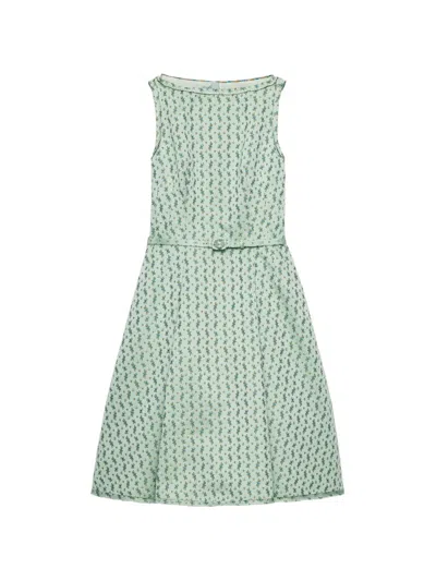 Prada Floral-print Duchess Dress In Transparent