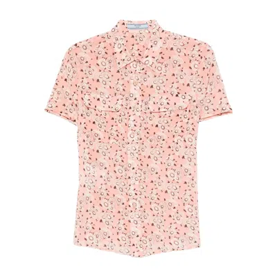 Prada Floral-print Georgette Shirt In Pink