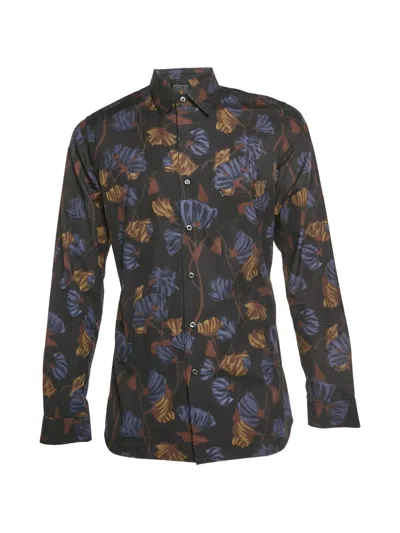 Pre-owned Prada Floral-print Long-sleeve Cotton Shirt In Black