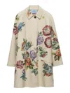 Prada Floral-print Single-breasted Coat In Neutral