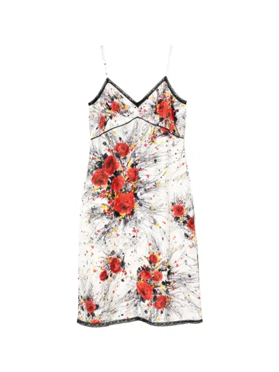 Pre-owned Prada Floral-print Slip Dress In White