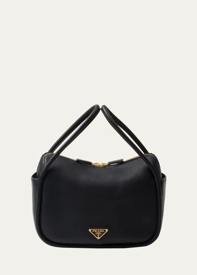 Prada Womens Black Darling Leather Shoulder Bag In F0002 Nero