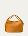 Prada Flou Zip Leather Top-handle Bag In Orange