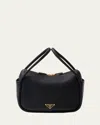 Prada Flou Zip Leather Top-handle Bag In F0384 Opaline