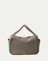 Prada Flou Zip Leather Top-handle Bag In F03an Argilla N