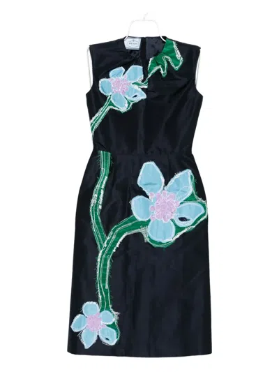 Pre-owned Prada Flower Appliqué Dress