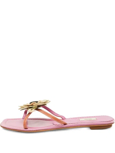 Pre-owned Prada Flower-embellished Flat Sandals