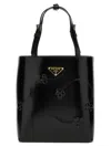 Prada Black Triangle Logo Mini Tote In Black