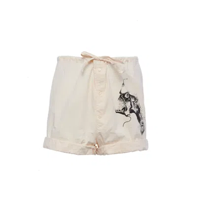 Prada Printed Cotton Bermuda Shorts In Ivory