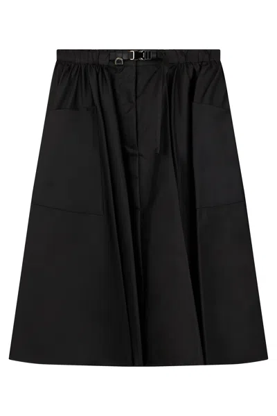 Prada Fluid Mini Skirt With Integrated Belt In Black