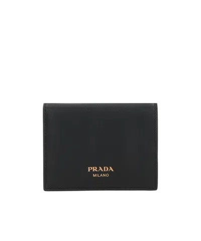 Prada Folding Wallet In Black