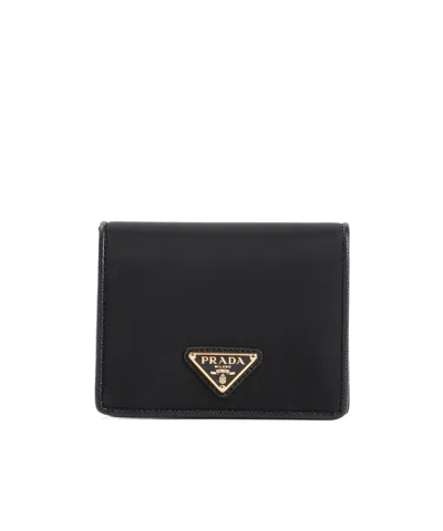 Prada Folding Wallet In Black