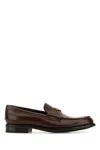 Prada Brushed Calf Leather Lace-up Loafers In Brown
