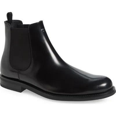 Prada Formale Spazzolato Chelsea Boot In Nero