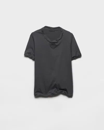 Prada Formbares T-shirt Aus Baumwolle In Gray
