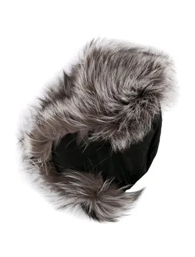 Pre-owned Prada Fox Fur Trapper Hat In Black