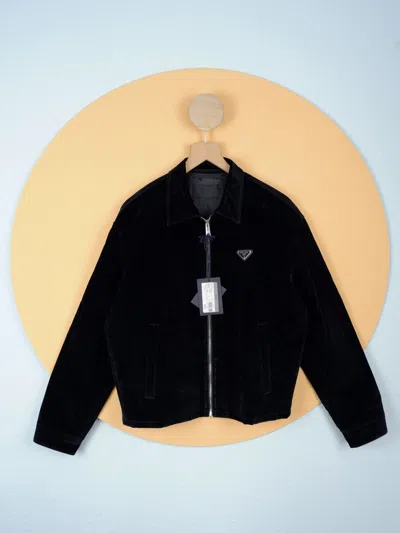 Pre-owned Prada Frank Ocean Velvet Blouson Jacket In Black