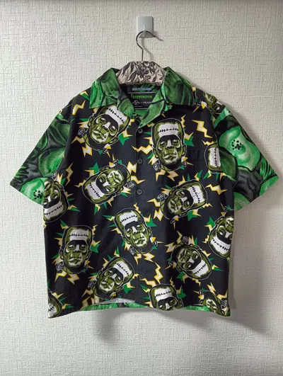 Pre-owned Prada Frankenstein Bowling Shirt In Green