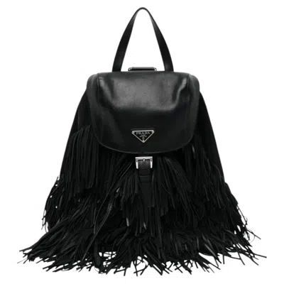 Pre-owned Prada Fringe Backpack In Black