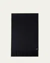 Prada Fringe Cashmere-silk Scarf In F0002 Nero