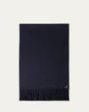 Prada Fringe Cashmere-silk Scarf In F0008 Bleu