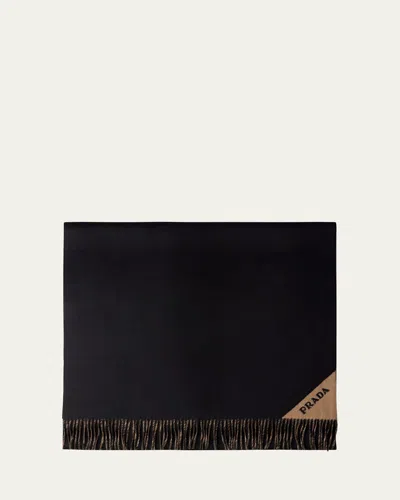 PRADA FRINGE CASHMERE-WOOL SCARF