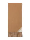 Prada Two-tone Fringed Edge Scarf Accessory In Brown