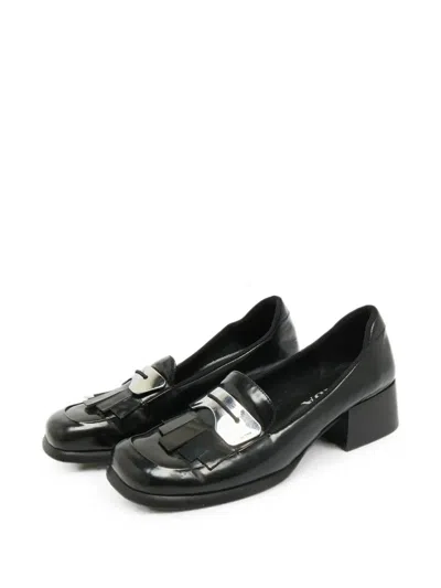 Pre-owned Prada Fringe Penny Loafers In Black