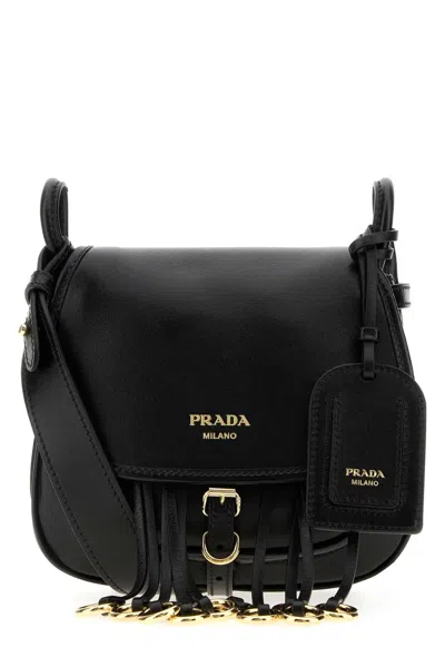 Prada Fringed Crossbody Satchel In Black